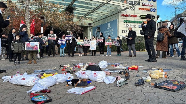 Edirne ve Tekirdağ’da İsrail protestosu; çocuk ölümleri canlandırıldı