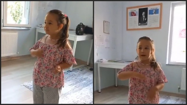 İstiklal Marşını işaret diliyle okudu