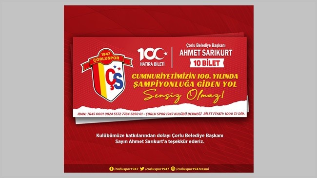 10 adet hatıra bileti alarak destek verdi