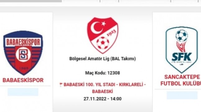 Babaeskispor- Sancaktepe maçı 27 Kasım’da