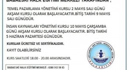 Babaeski Halk Eğitimi Merkezinden iki yeni kurs