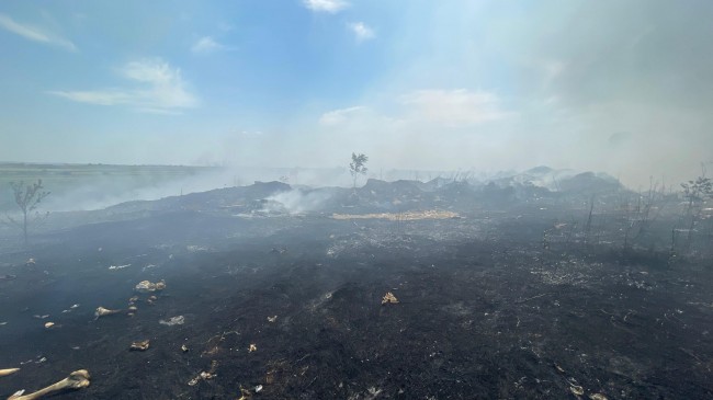 Sinanlı Köyünde Çöplük Yangını Söndürüldü